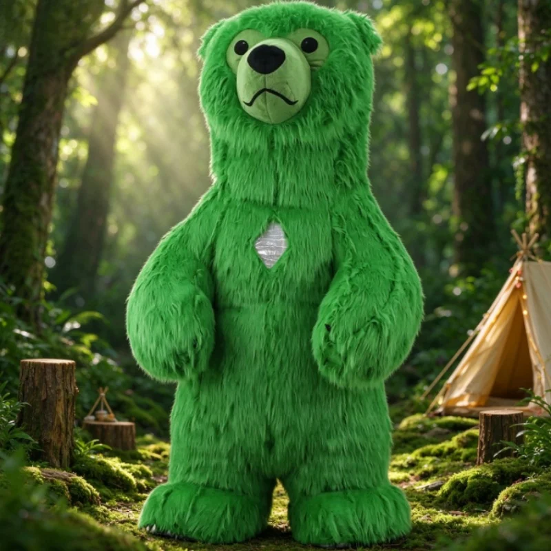 Suits - Furry Green Bear Inflatable Mascot Costume