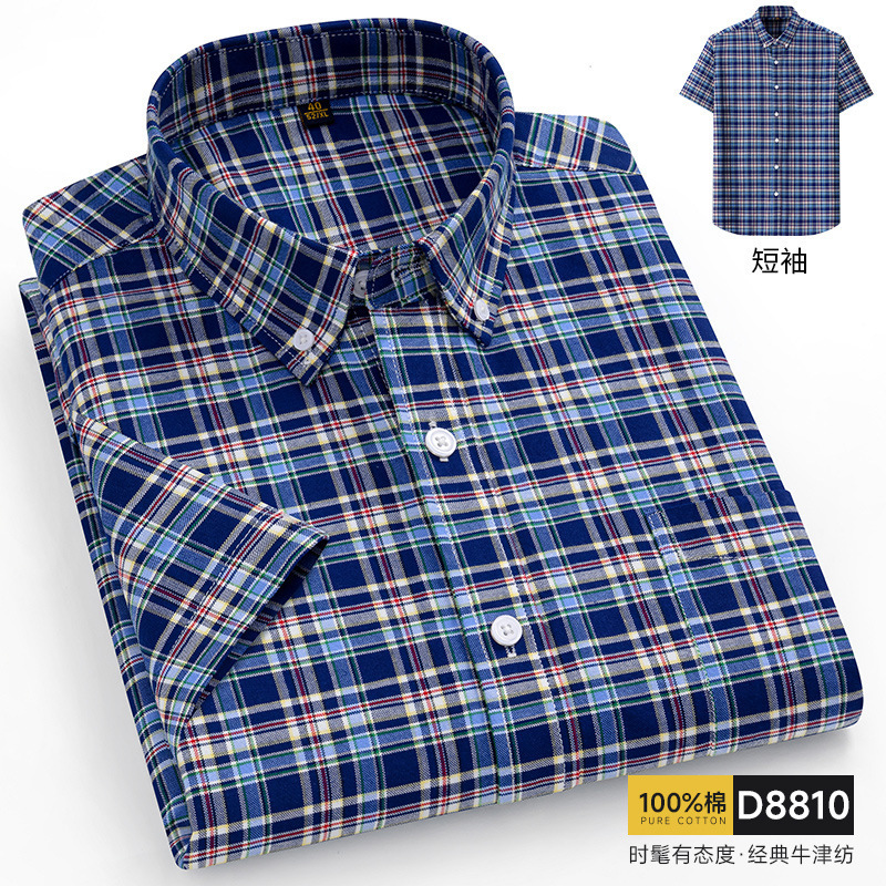 Summer 11XL Short Sleeve Men S - Oxford Cotton Casual Shirt Business ulasan dan harga