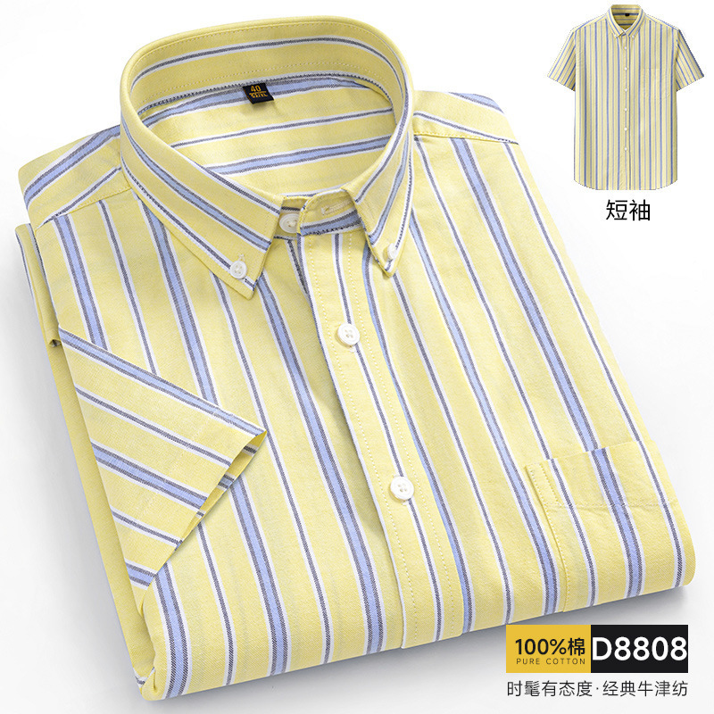 Summer 11XL Short Sleeve Men S - Oxford Cotton Casual Shirt Business ulasan dan harga