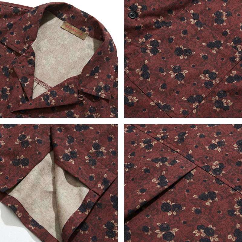 Japanese retro ethnic style Cu - Vintage Hawaiian Floral Shirt ulasan dan harga