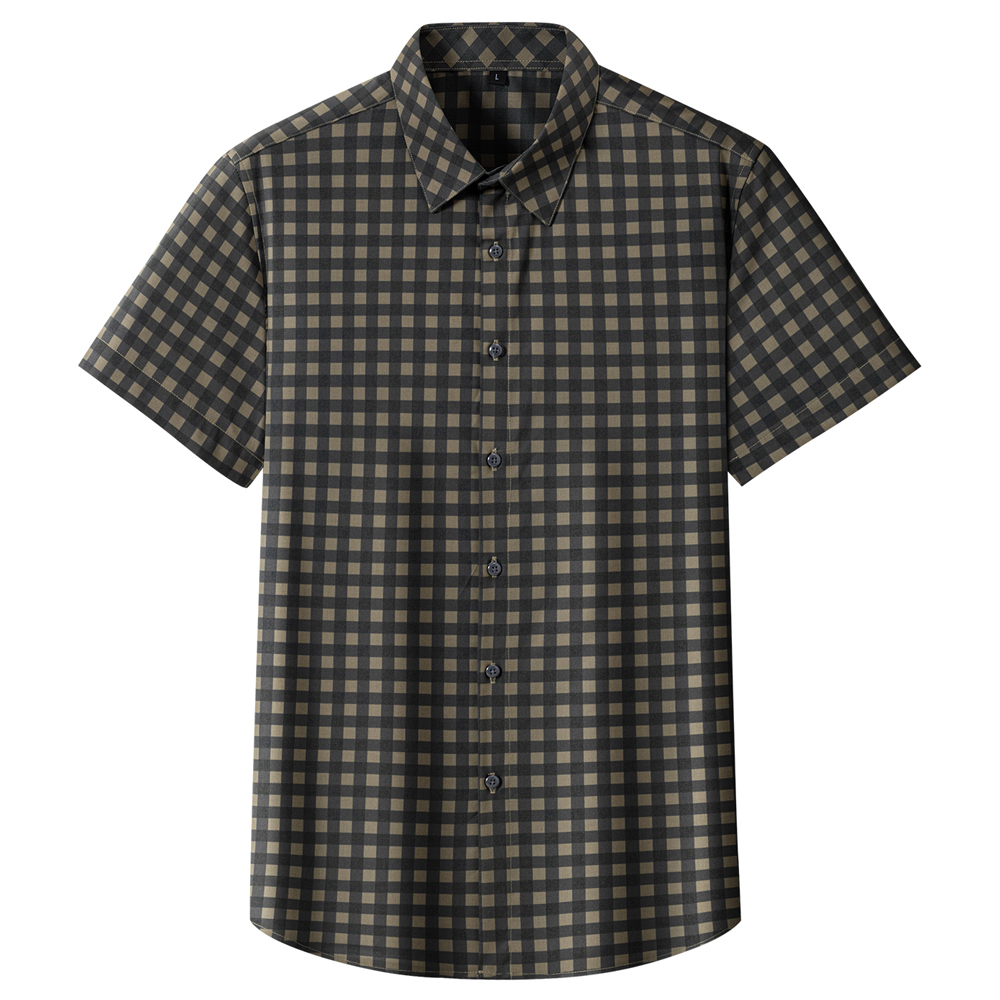 Men Summer Non-Iron Check Shor - Breathable Bamboo Fiber Shirt Non Iron ulasan dan harga