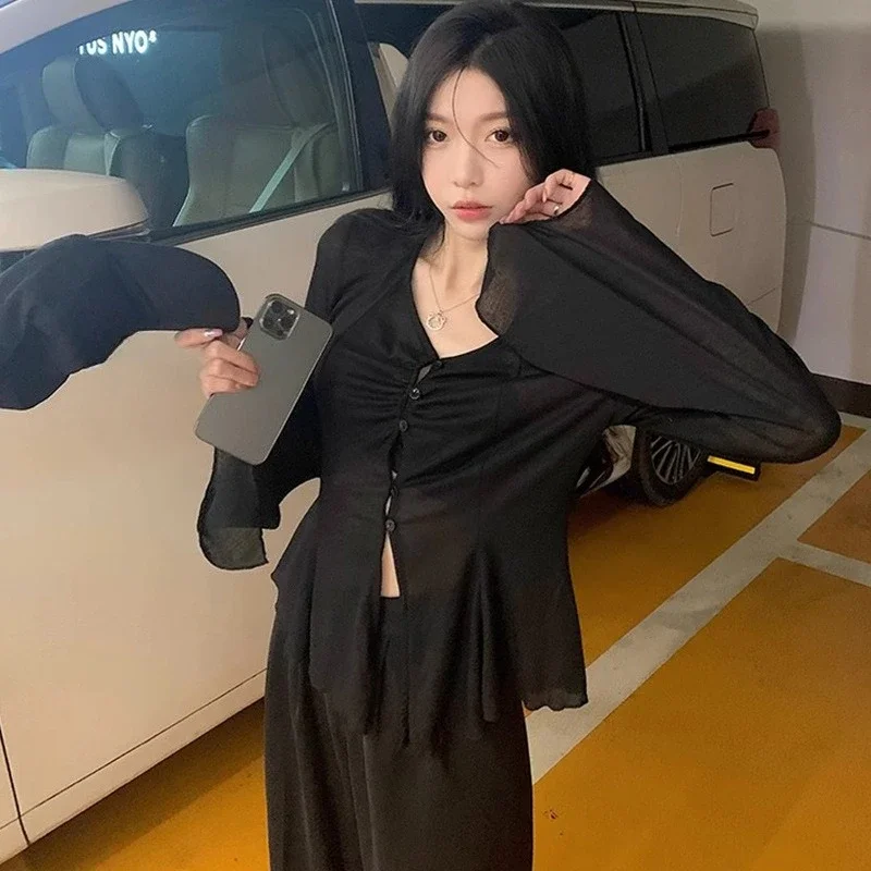 Sheer Flare Sleeve Blouse - Y2 - Shirts ulasan dan harga