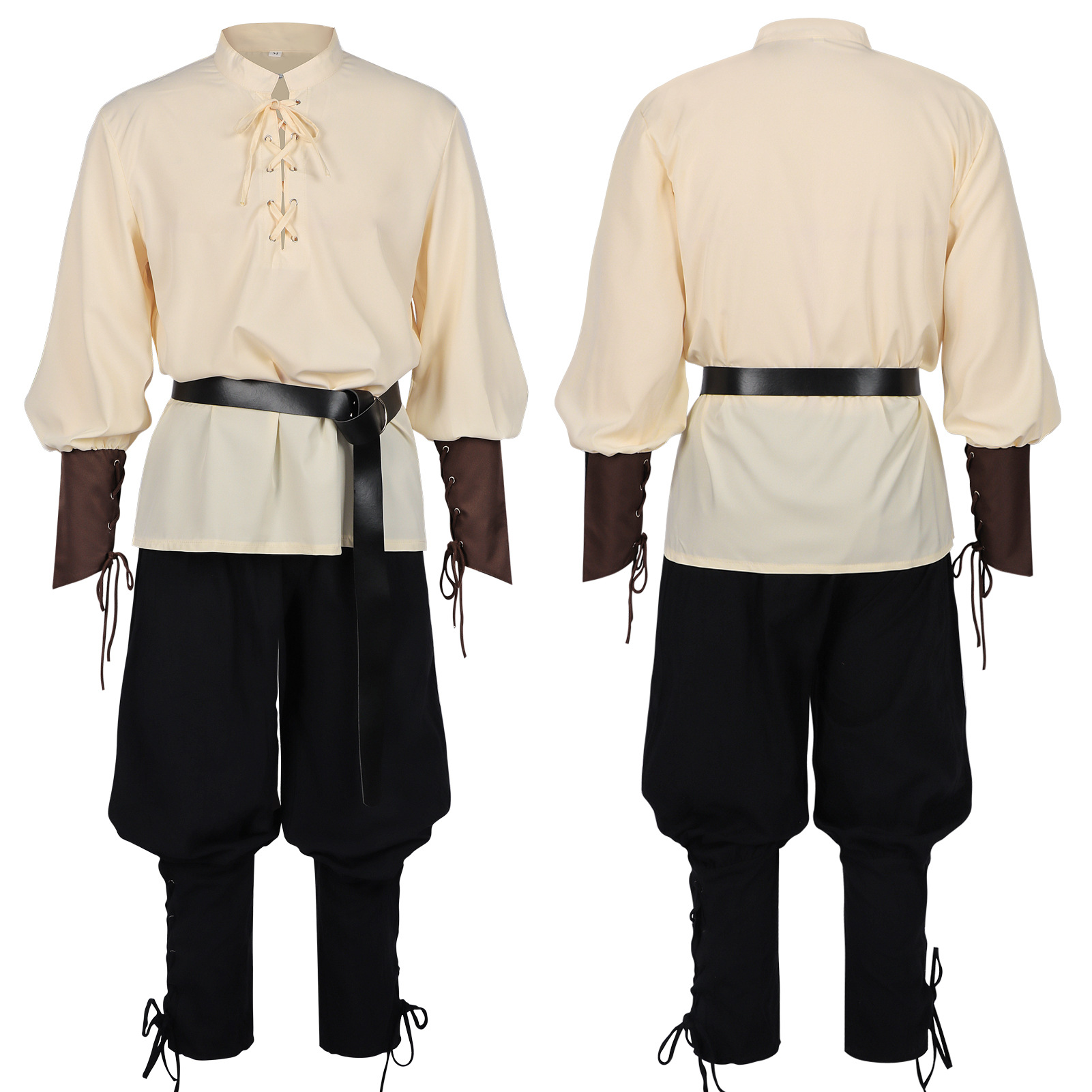 Men's Medieval Renaissance LAR - Medieval Gothic Lace Up Pirate Shirt ulasan dan harga