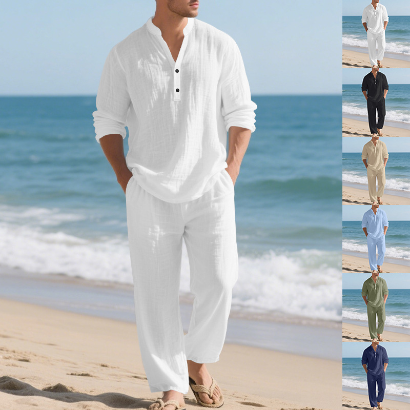 Linen Autumn New Men's Suit Be - Mens Linen Shirt Long Sleeve ulasan dan harga