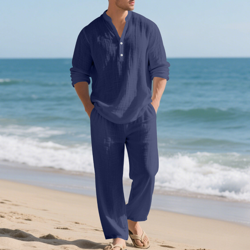 Linen Autumn New Men's Suit Be - Mens Linen Shirt Long Sleeve ulasan dan harga