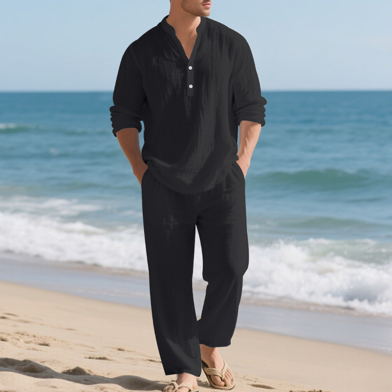 Linen Autumn New Men's Suit Be - Mens Linen Shirt Long Sleeve ulasan dan harga