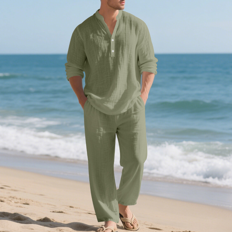 Linen Autumn New Men's Suit Be - Mens Linen Shirt Long Sleeve ulasan dan harga