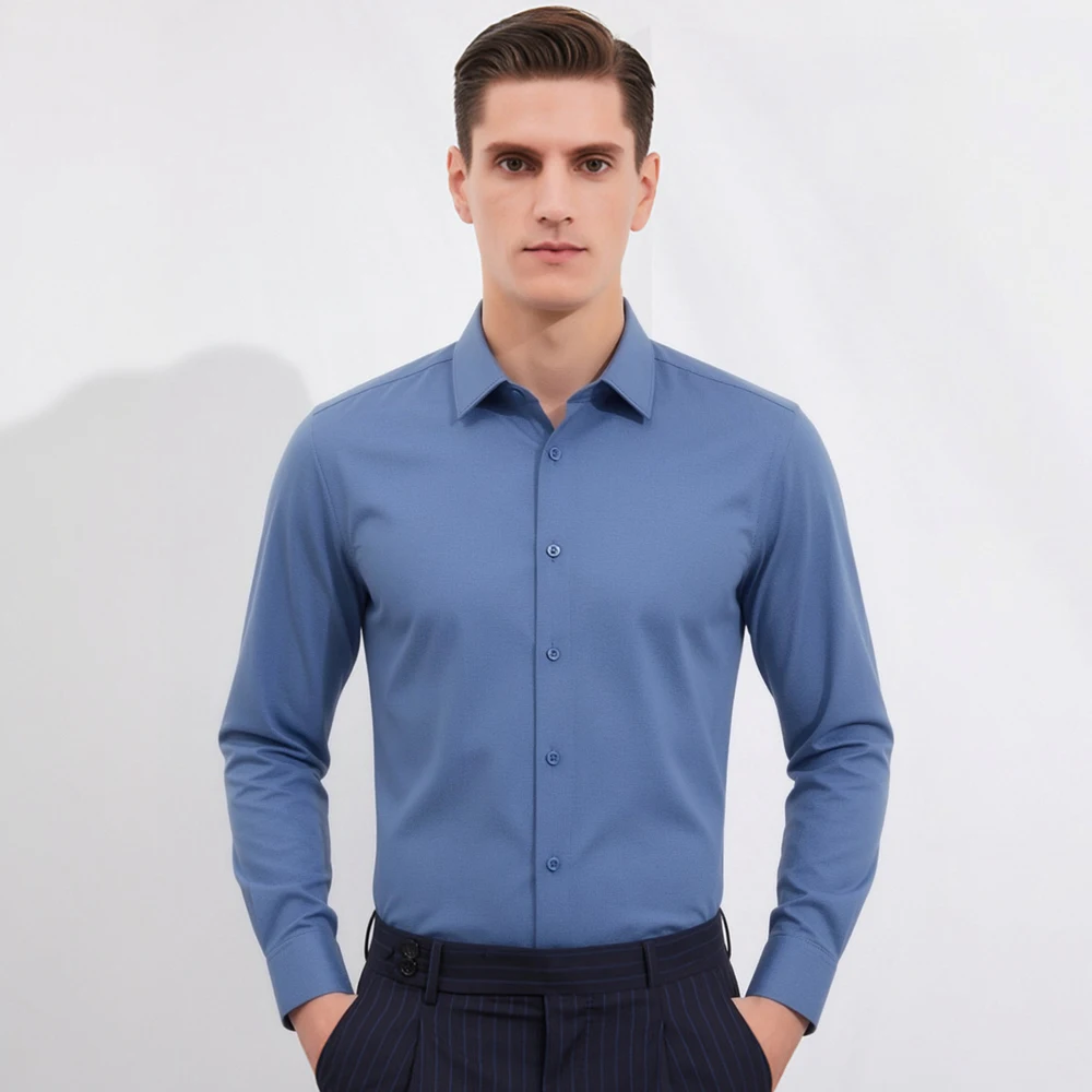 Men‘s Satin-Like Long Sleeve B - Breathable Bamboo Fiber Shirt Non Iron ulasan dan harga