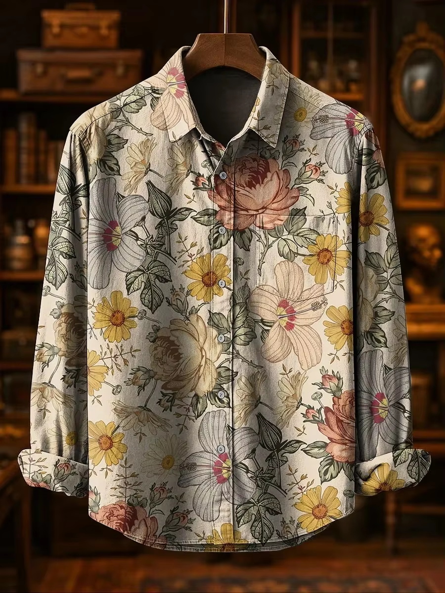 Men's Fashion Casual Fashion P - Mens Linen Shirt Long Sleeve ulasan dan harga