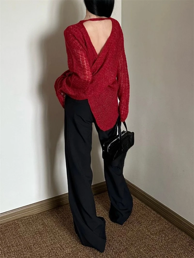 Y2K See-Through Knitted Women' - Shirts ulasan dan harga